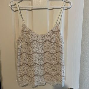 White and Brown Lace top